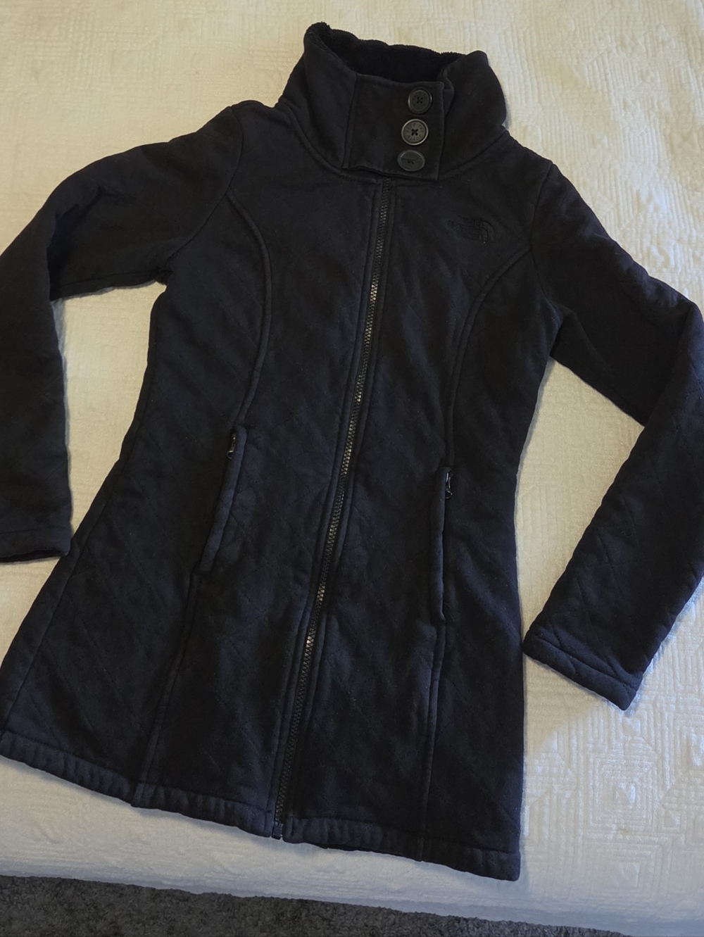 The North Face Arctic Quilted Fitted Zip Jacket with Button Neck, Size XS
